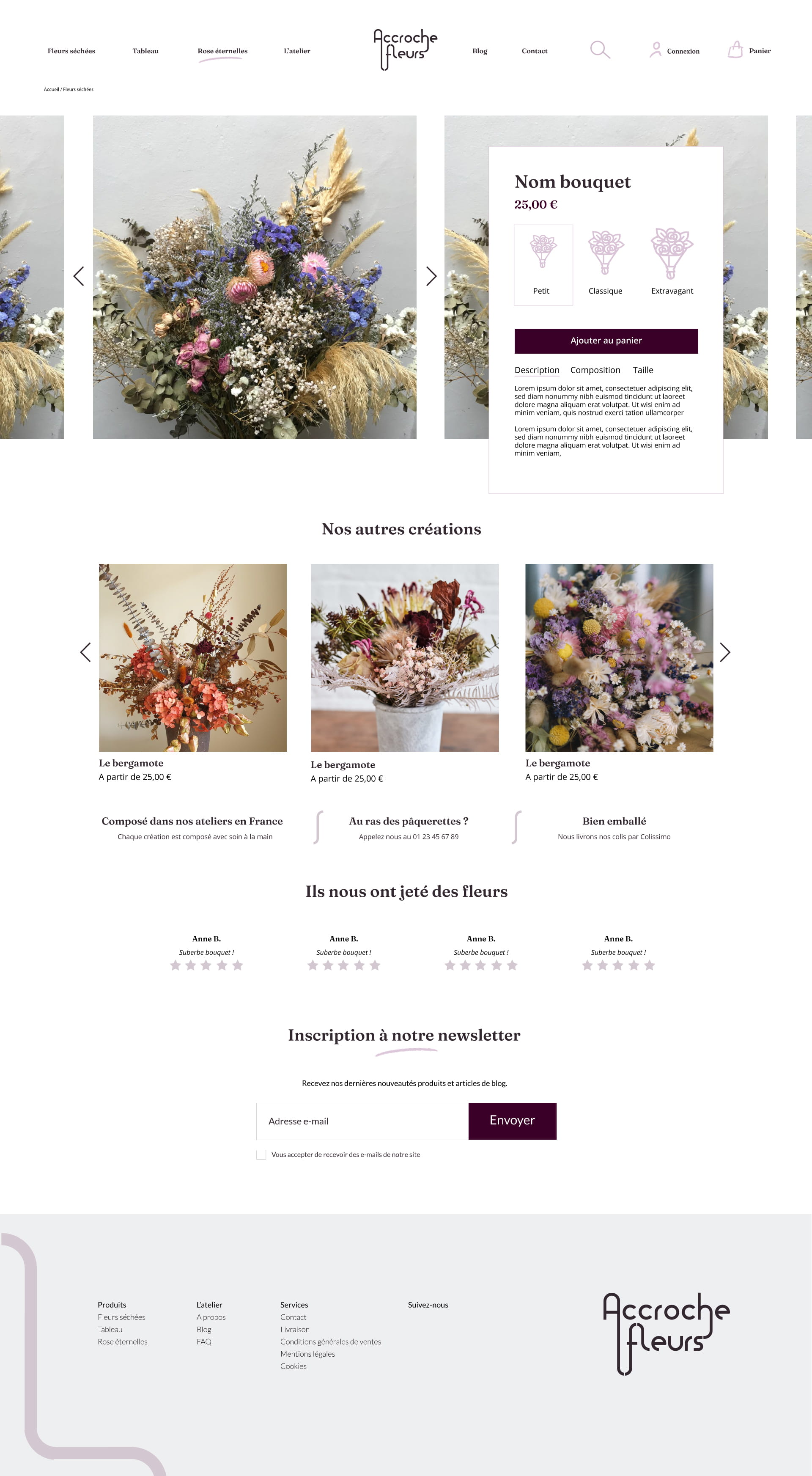 Webdesign Site web liste produit Accroche-fleurs