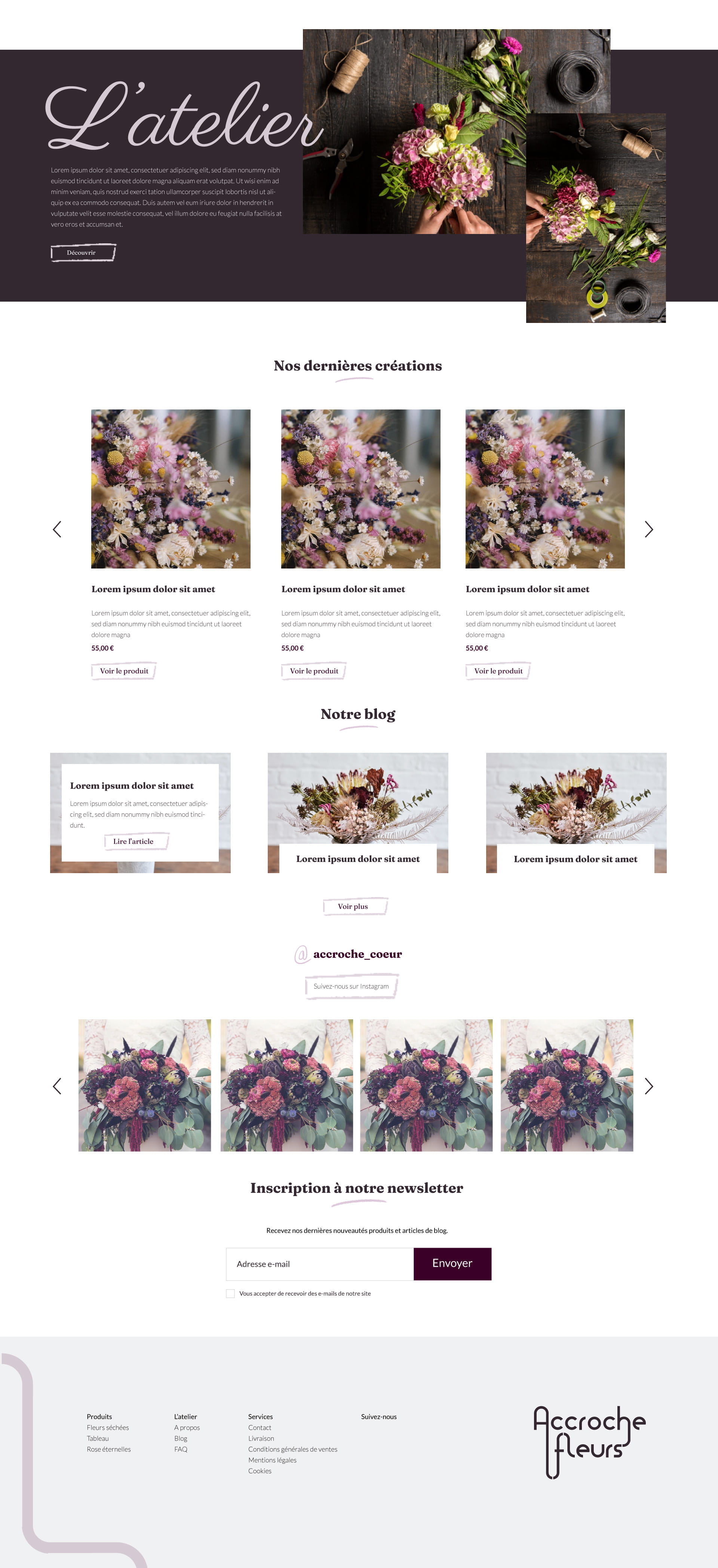 Webdesign Site web liste produit Accroche-fleurs