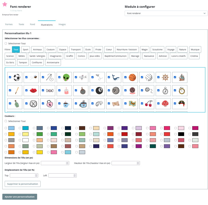Développement de module fontrenderer vue admin