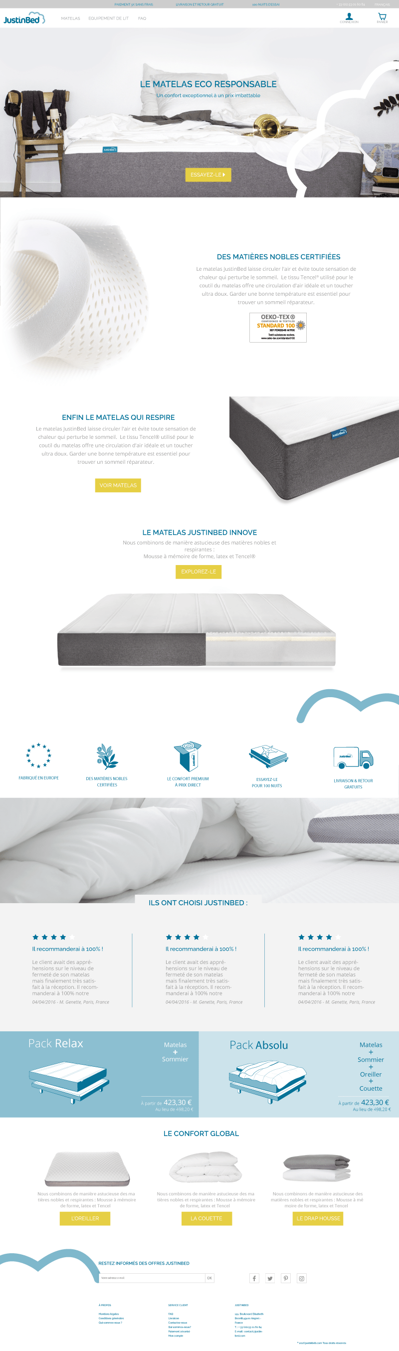 Webdesign site web justinbed maquette