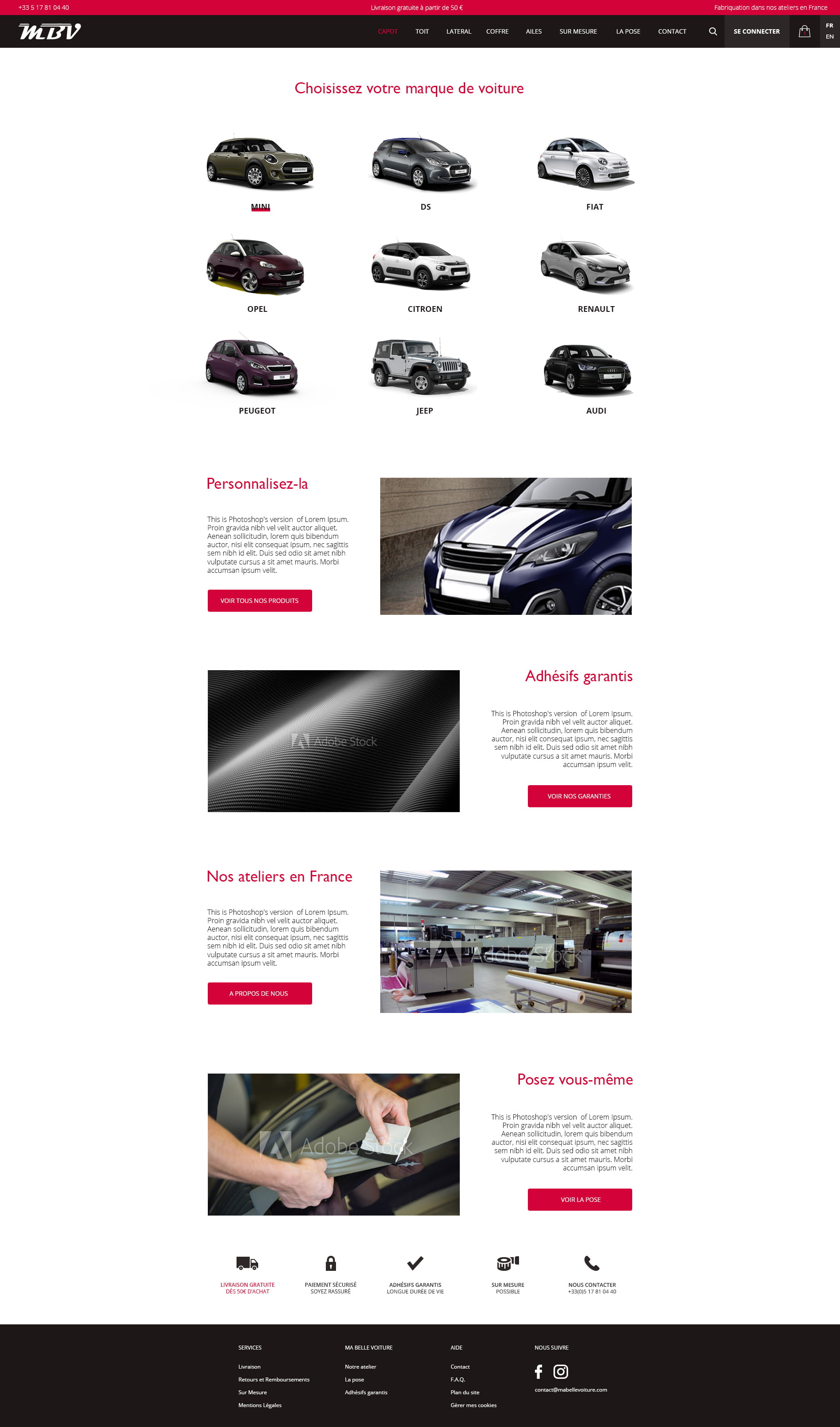 Webdesign Site web homepage Ma Belle Voiture