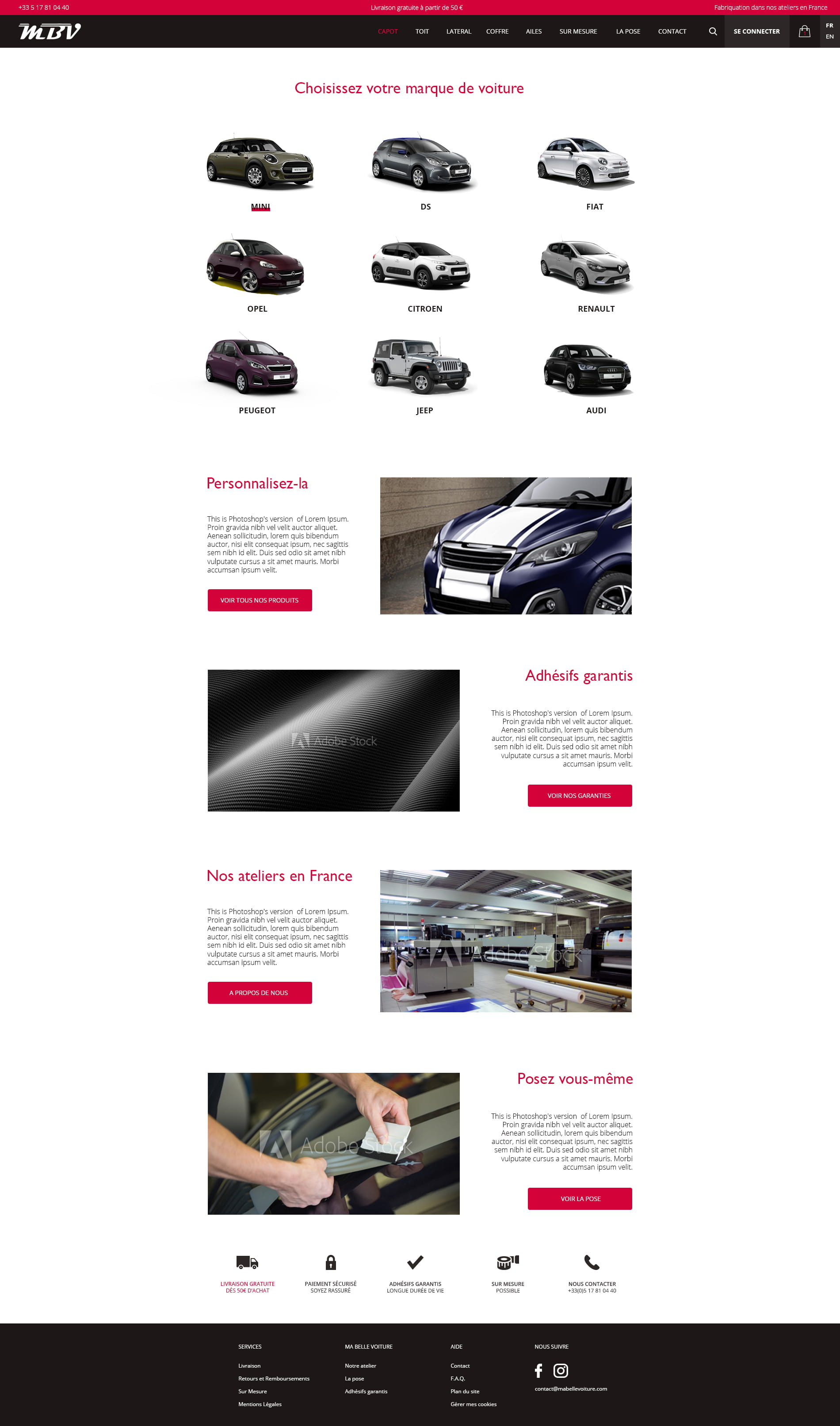 Webdesign Maquette site web homepage Mon Beau Bateau