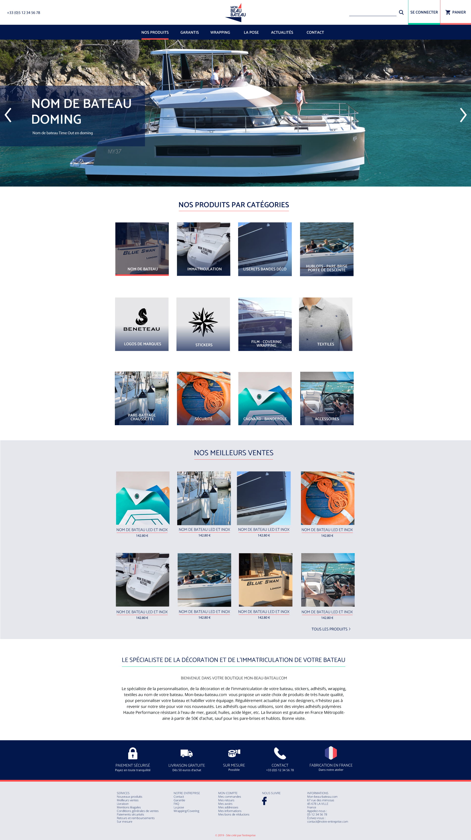 Webdesign Maquette site web homepage Mon Beau Bateau