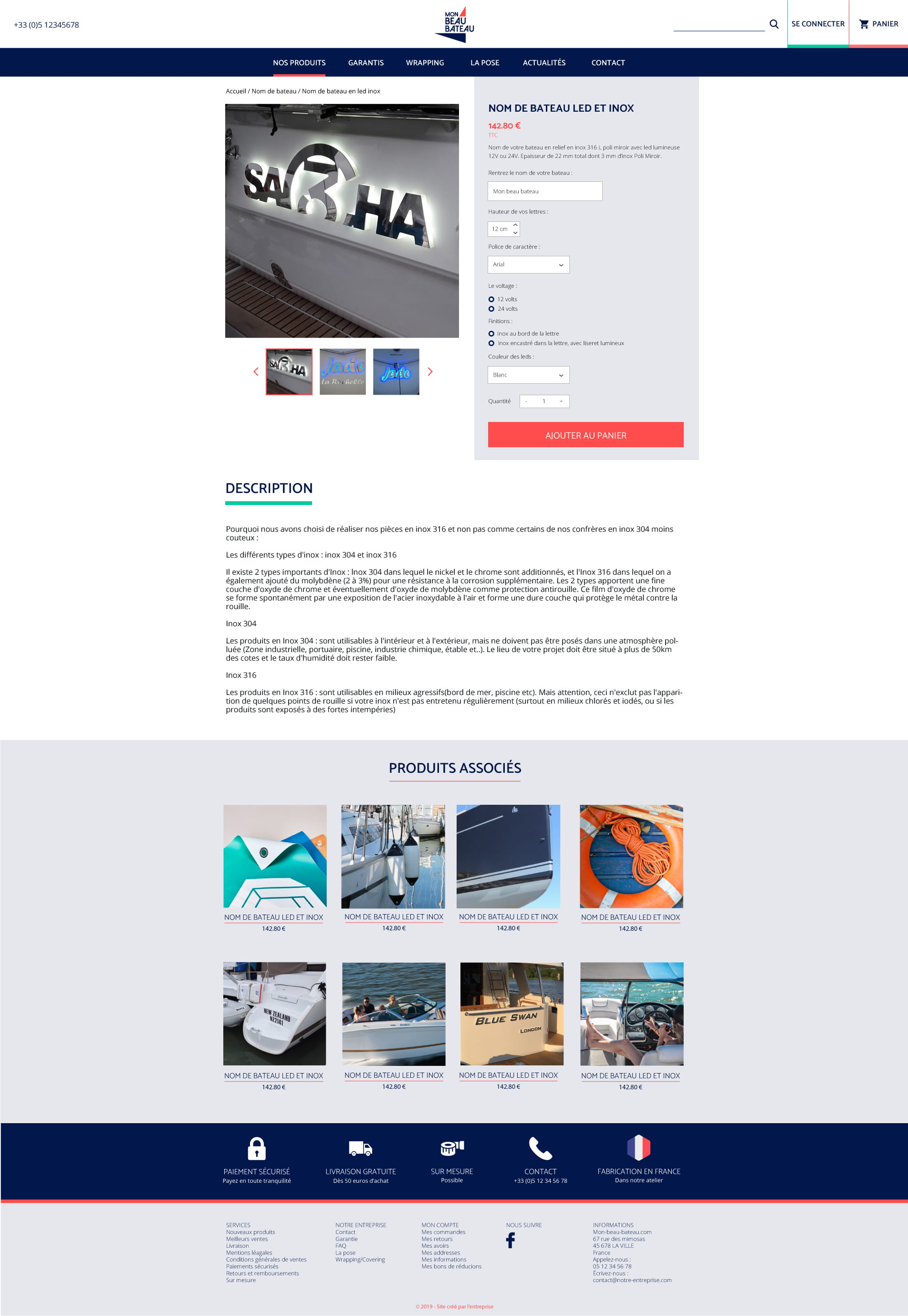 Webdesign Maquette site web produit Mon Beau Bateau